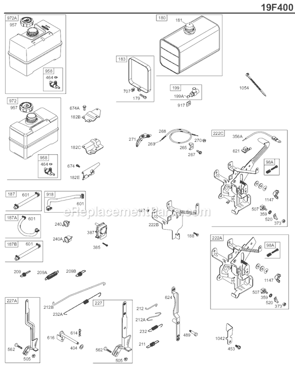 Page F Diagram and Parts List for 19F400SERIES 0043-1137 Briggs and Stratton Engine